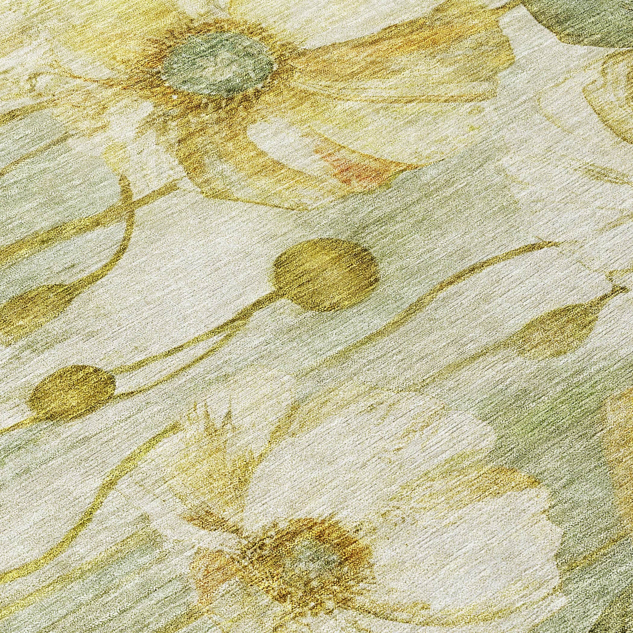 Machine Washable Indoor/ Outdoor Chantille Modern Floral Rug