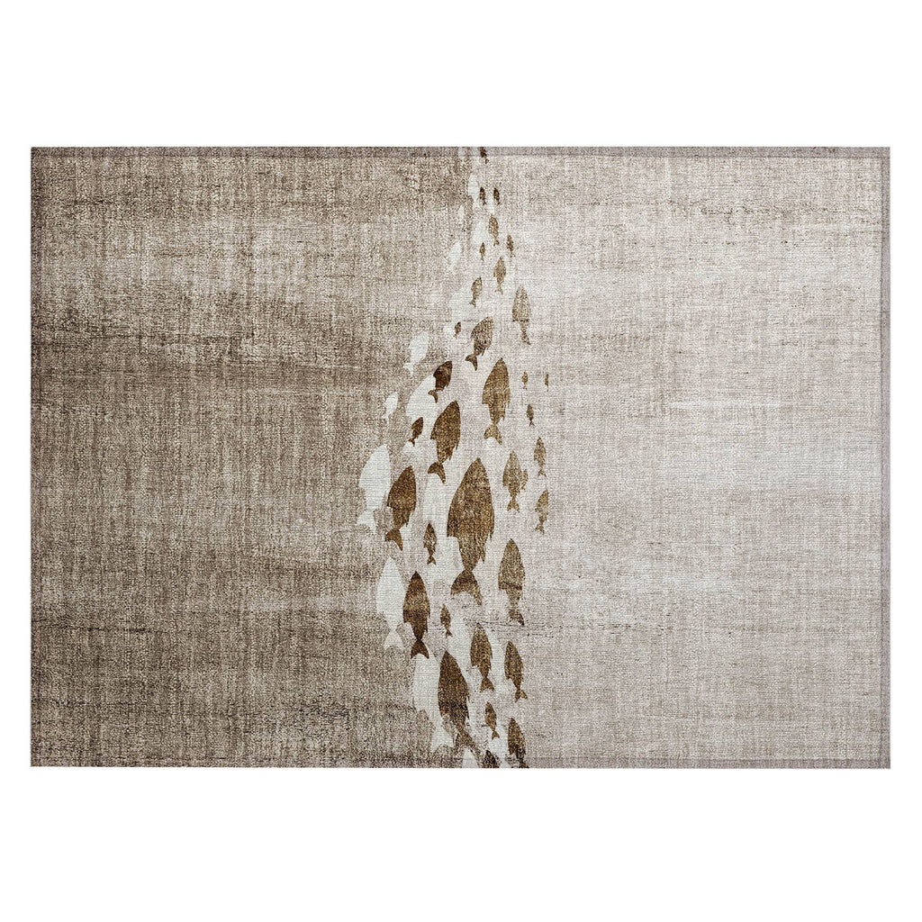 Machine Washable Indoor/ Outdoor Chantille Modern Sea Life Rug
