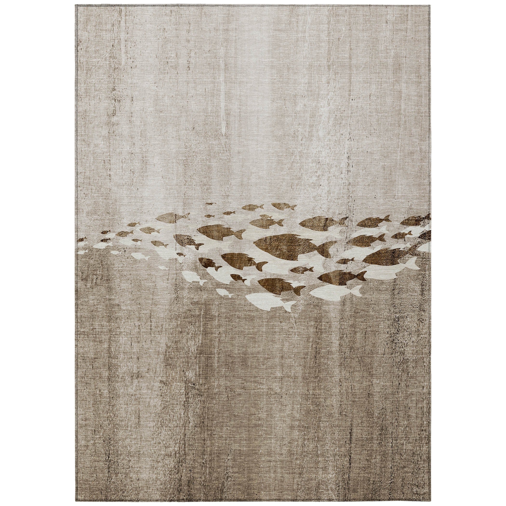 Machine Washable Indoor/ Outdoor Chantille Modern Sea Life Rug