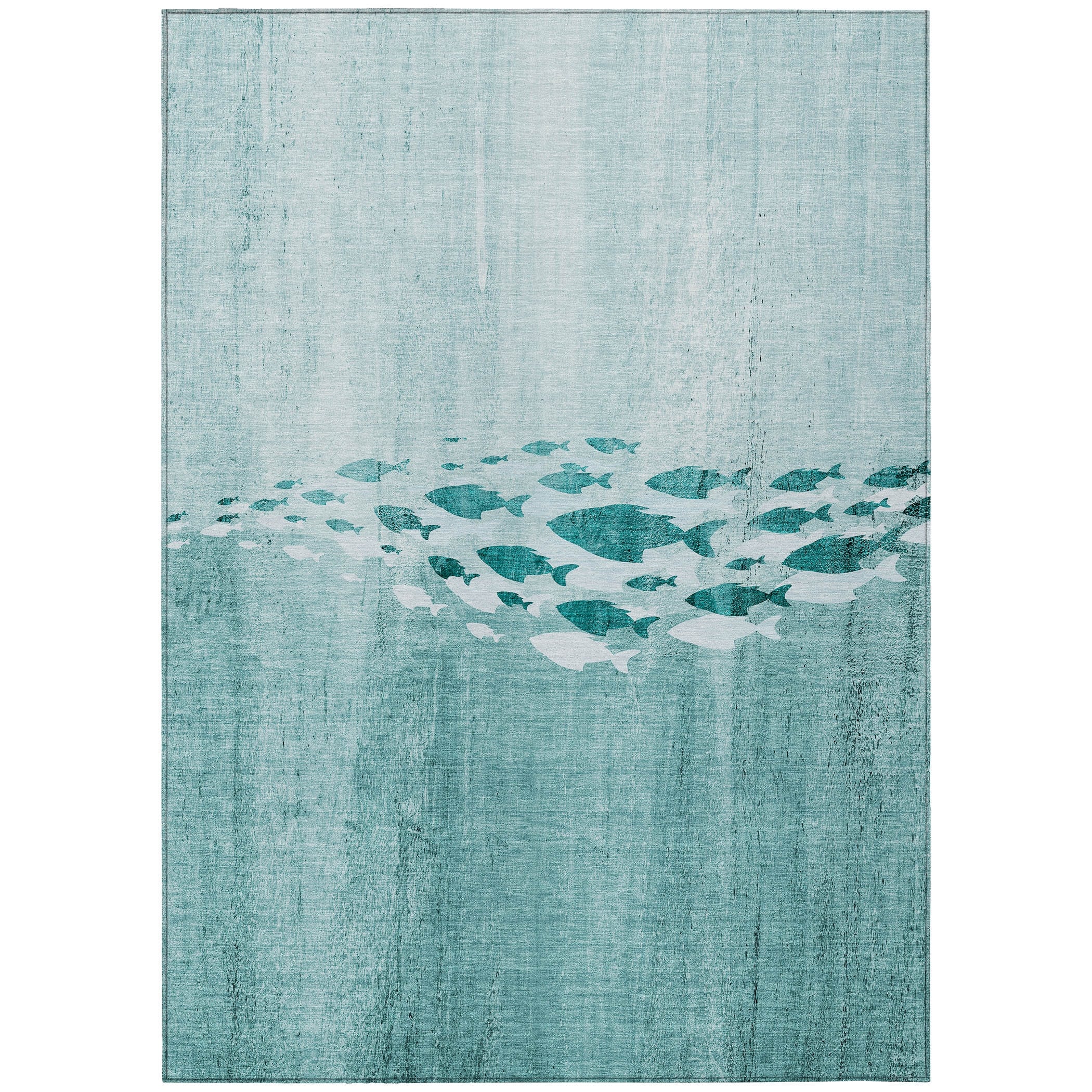 Machine Washable Indoor/ Outdoor Chantille Modern Sea Life Rug