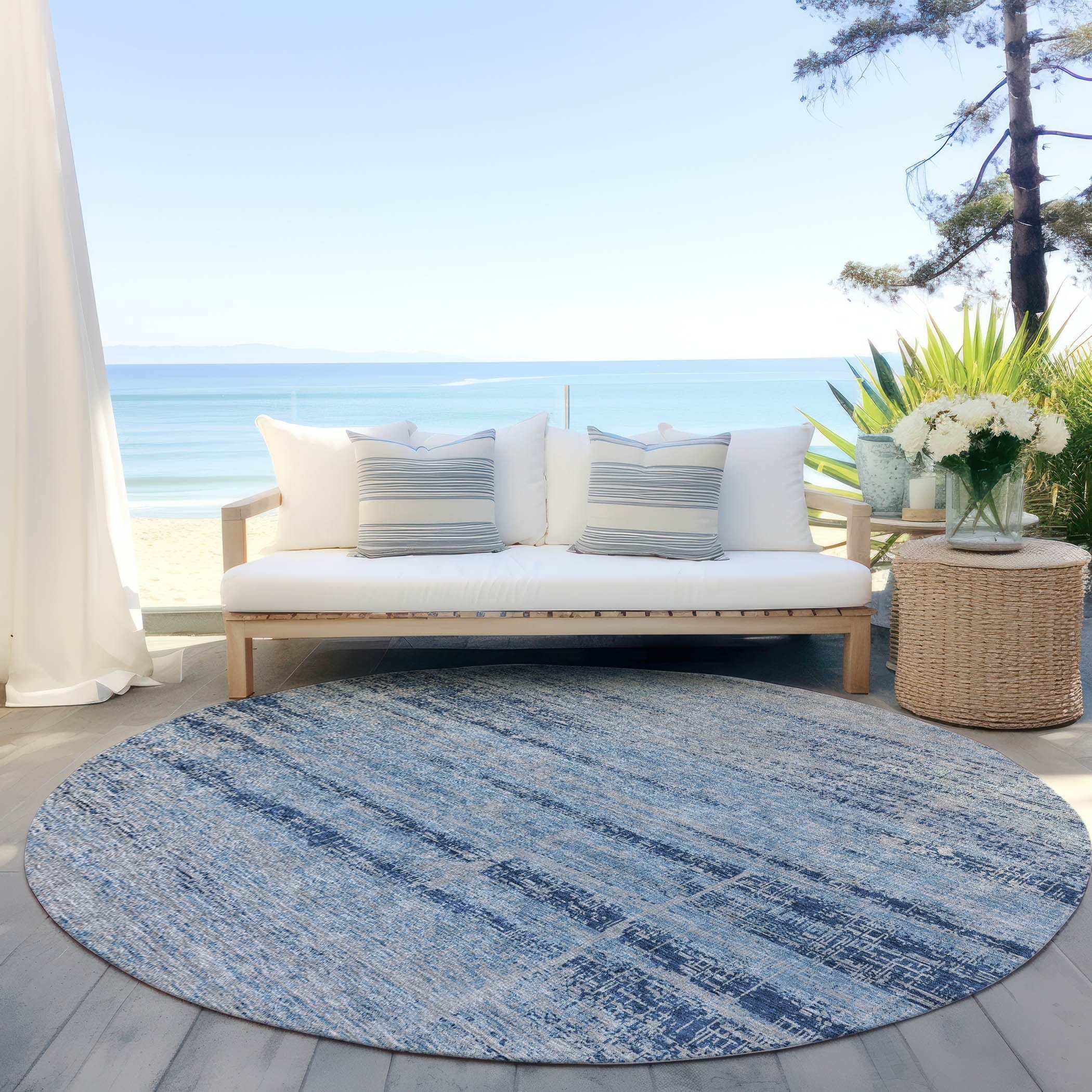 Machine Washable Indoor/ Outdoor Chantille Ombre Solid Rug
