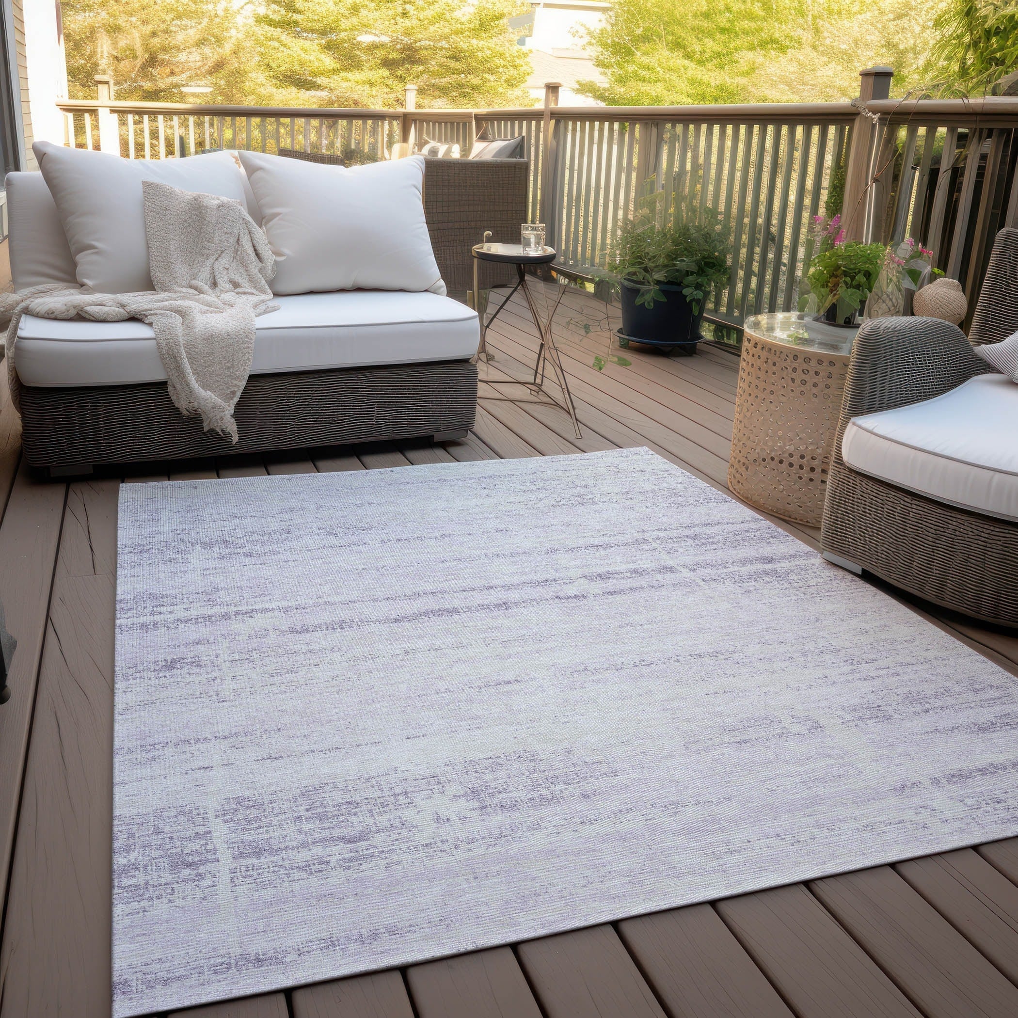 Machine Washable Indoor/ Outdoor Chantille Ombre Solid Rug
