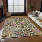 Machine Washable Indoor/ Outdoor Chantille Traditional Scroll Rug