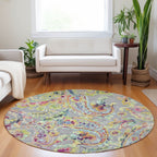 Machine Washable Indoor/ Outdoor Chantille Traditional Scroll Rug