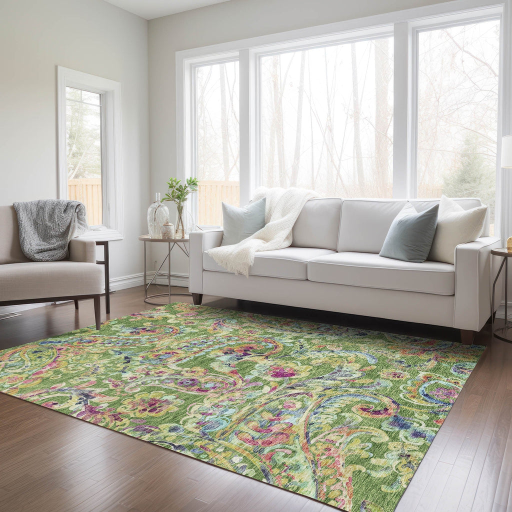 Machine Washable Indoor/ Outdoor Chantille Traditional Scroll Rug