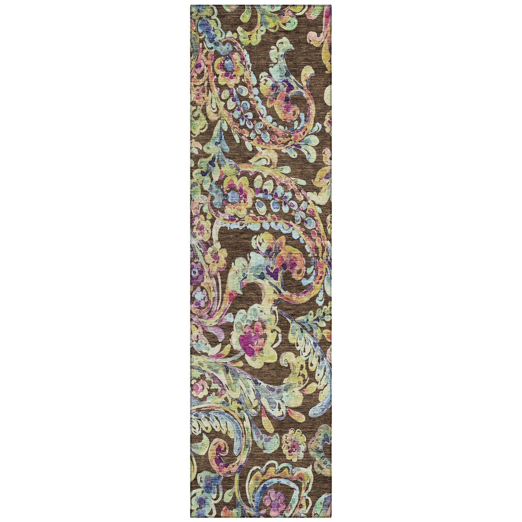 Machine Washable Indoor/ Outdoor Chantille Traditional Scroll Rug