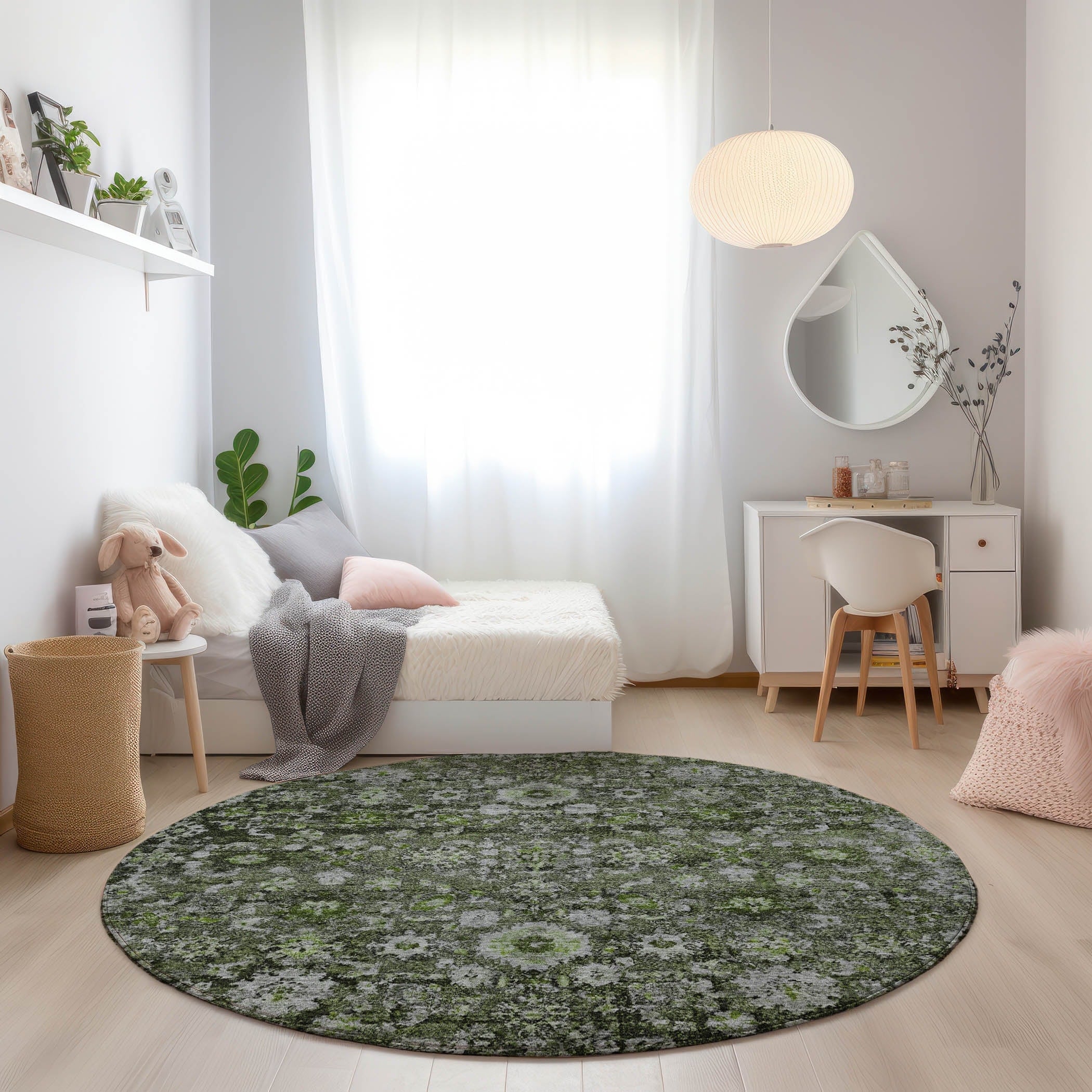 Machine Washable Indoor/ Outdoor Chantille Traditional Vintage Floral Rug