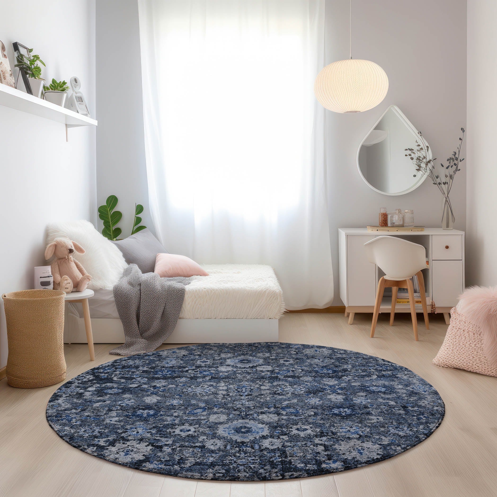 Machine Washable Indoor/ Outdoor Chantille Traditional Vintage Floral Rug