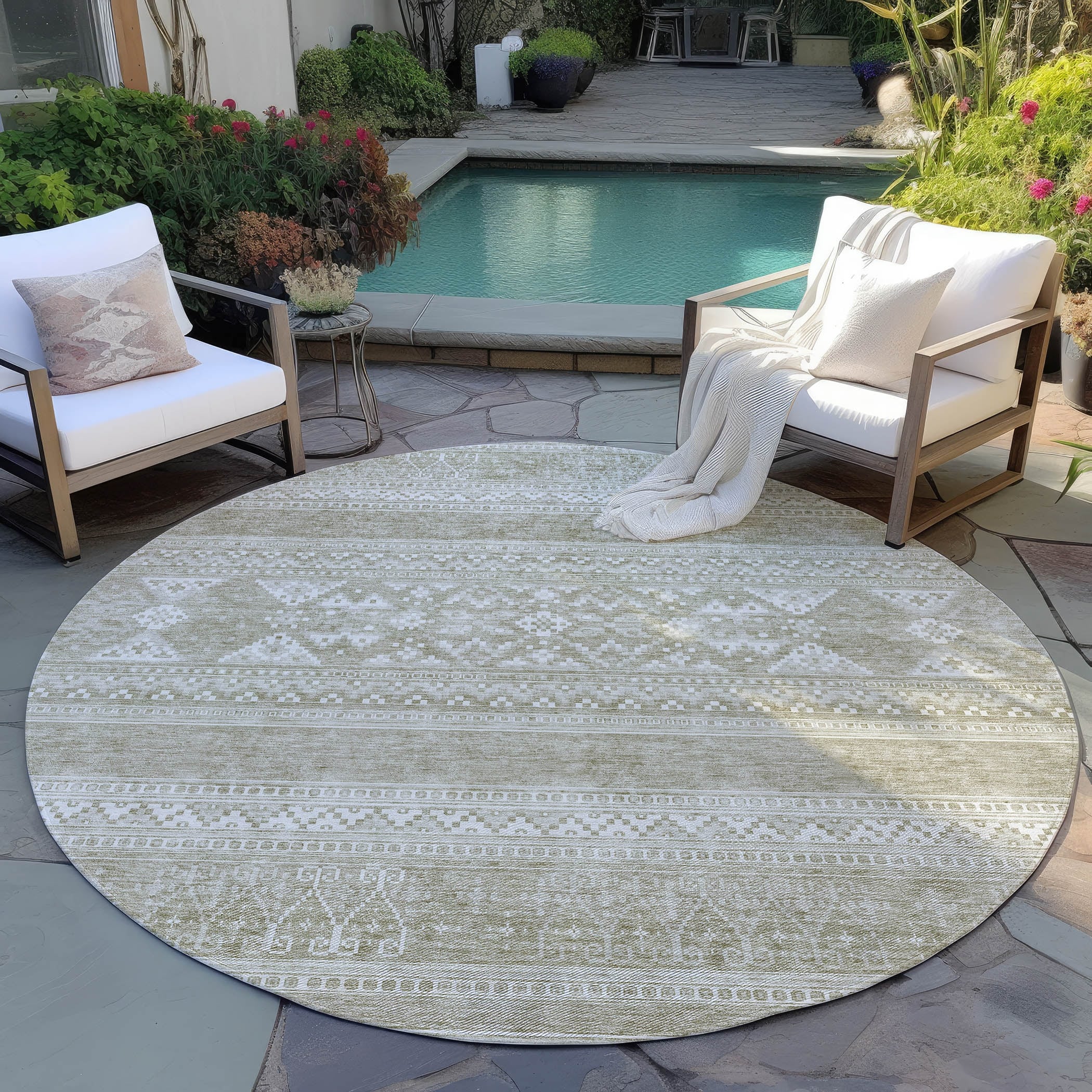 Machine Washable Indoor/ Outdoor Chantille Tribal Boho Rug