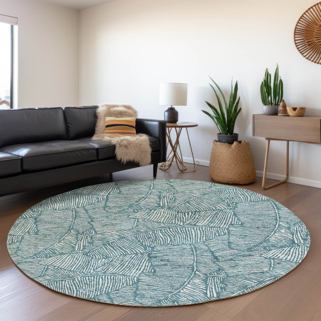 Machine Washable Indoor/ Outdoor Chantille Tropical Palm Rug
