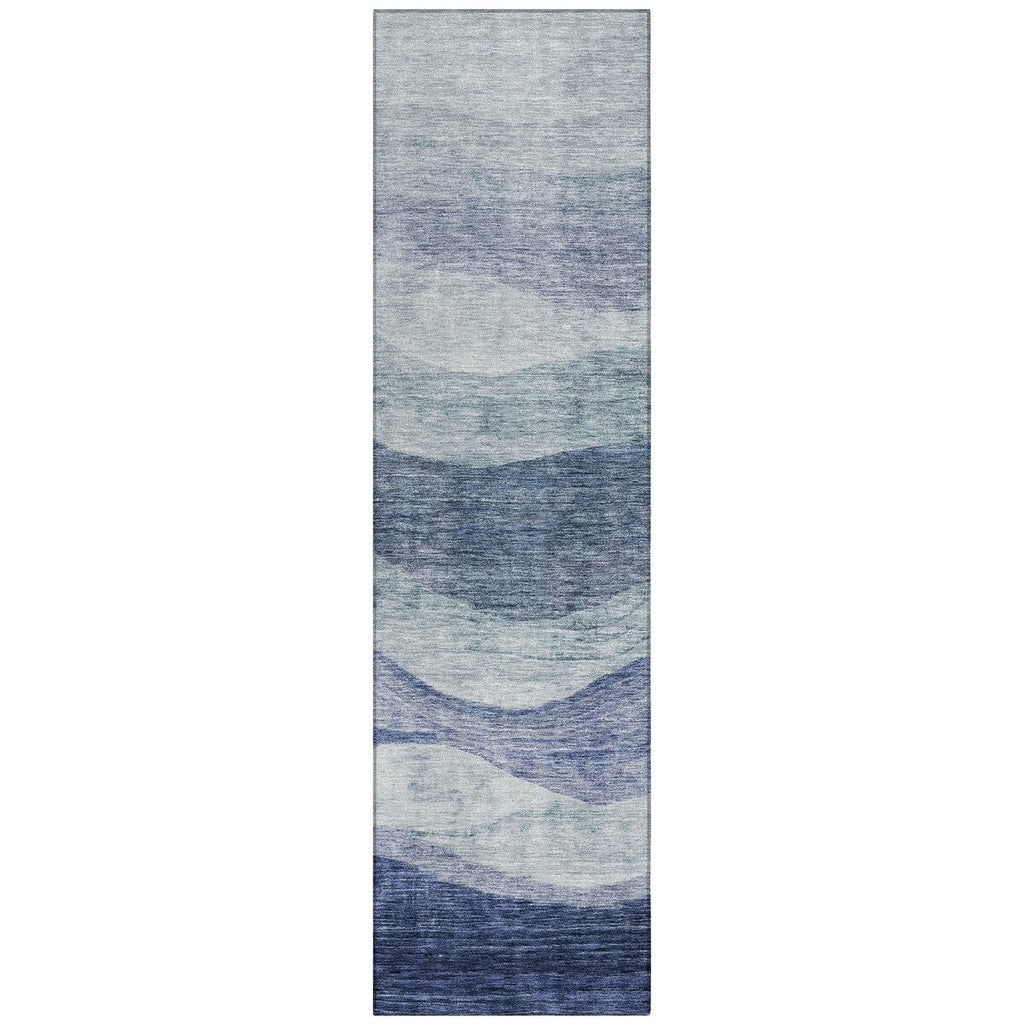 Machine Washable Indoor/ Outdoor Contemporary Waves Chantille Rug