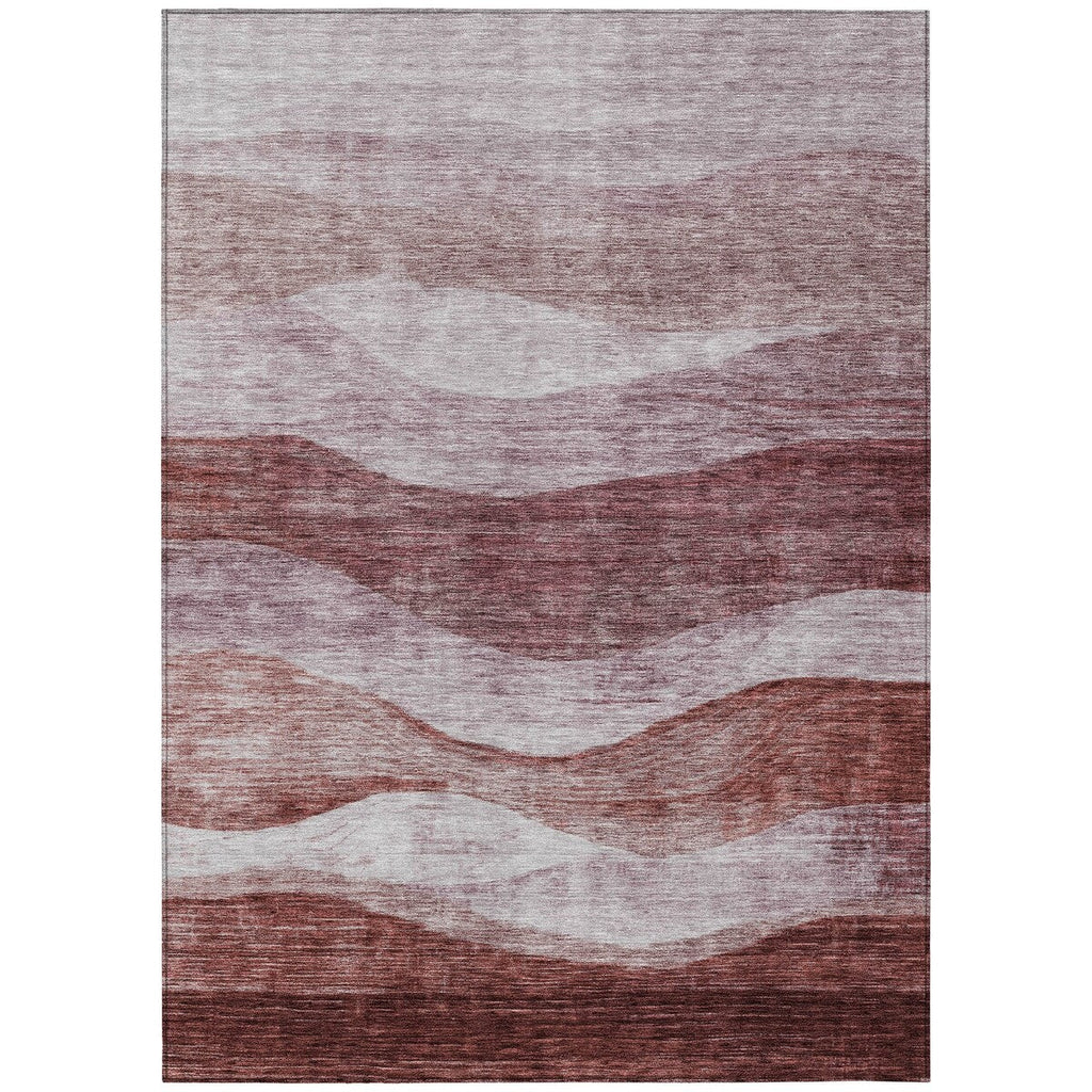 Machine Washable Indoor/ Outdoor Contemporary Waves Chantille Rug