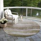 Machine Washable Indoor/ Outdoor Contemporary Waves Chantille Rug