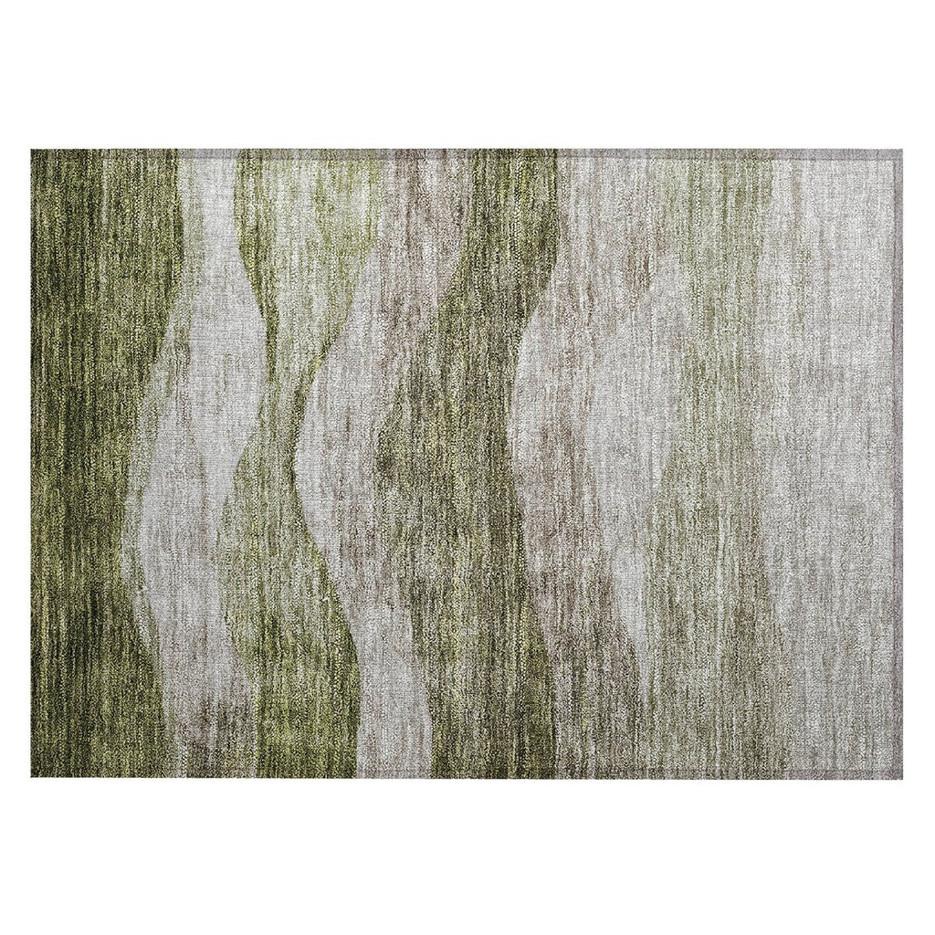Machine Washable Indoor/ Outdoor Contemporary Waves Chantille Rug