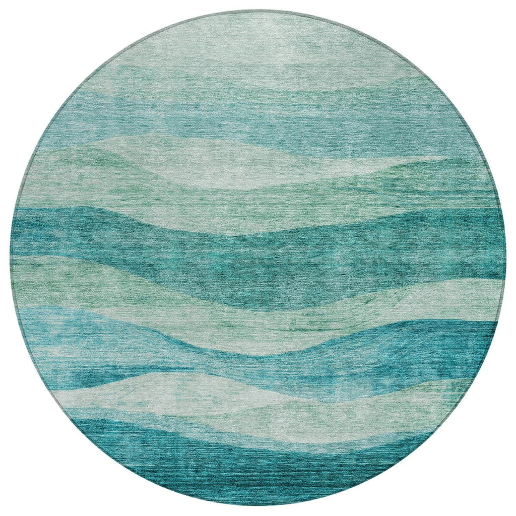Machine Washable Indoor/ Outdoor Contemporary Waves Chantille Rug