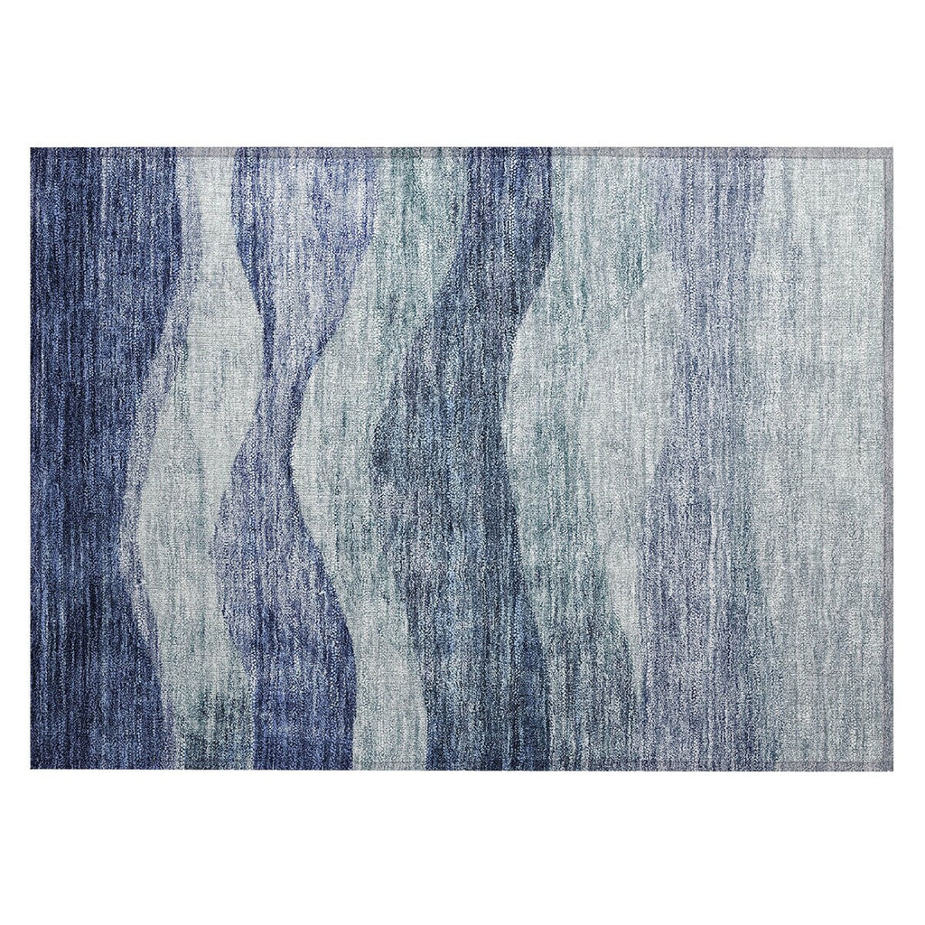 Machine Washable Indoor/ Outdoor Contemporary Waves Chantille Rug