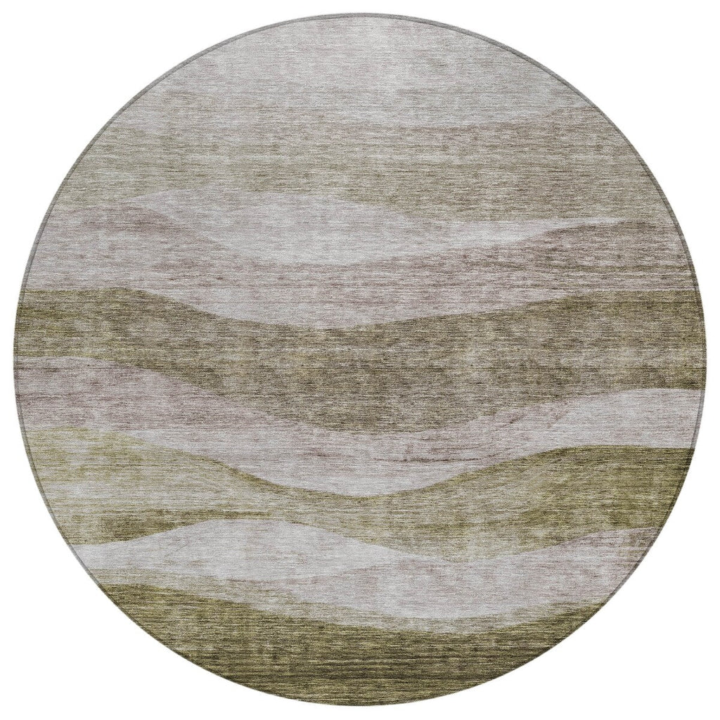 Machine Washable Indoor/ Outdoor Contemporary Waves Chantille Rug