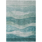 Machine Washable Indoor/ Outdoor Contemporary Waves Chantille Rug