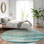 Machine Washable Indoor/ Outdoor Contemporary Waves Chantille Rug