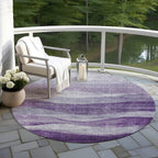 Machine Washable Indoor/ Outdoor Contemporary Waves Chantille Rug