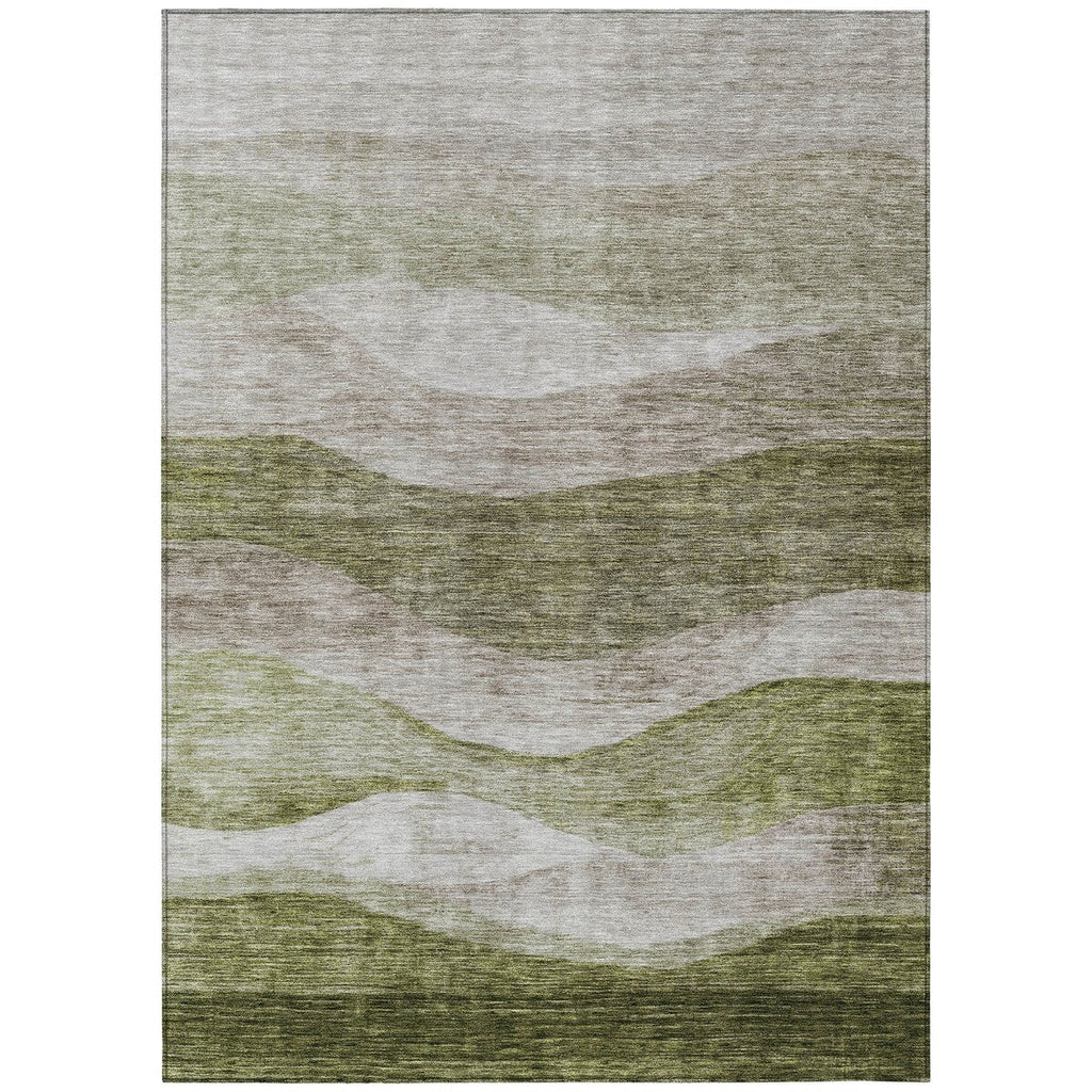 Machine Washable Indoor/ Outdoor Contemporary Waves Chantille Rug