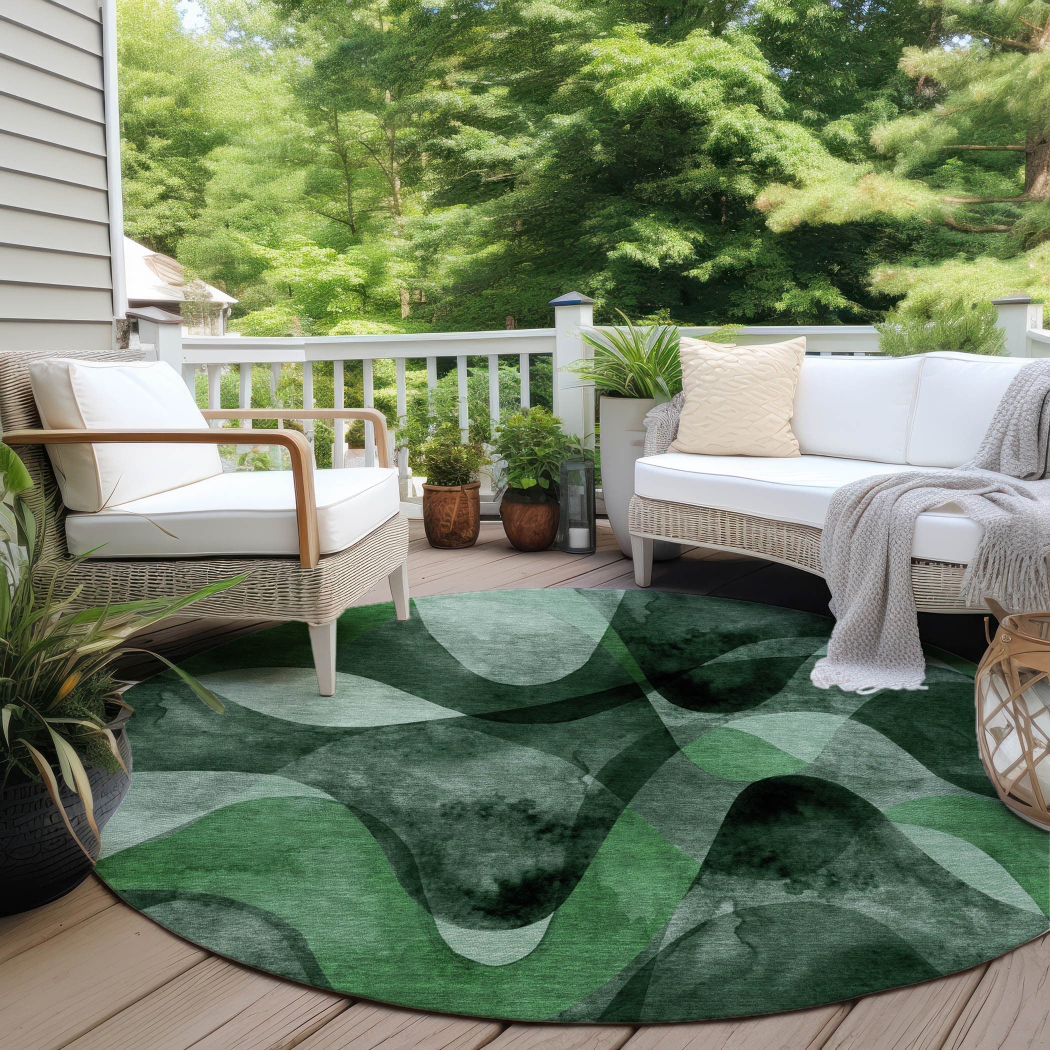 Machine Washable Indoor/ Outdoor Modern Chantille Rug