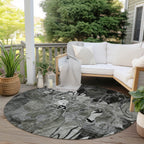 Machine Washable Indoor/ Outdoor Modern Floral Chantille Rug