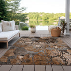Machine Washable Indoor/ Outdoor Modern Floral Chantille Rug