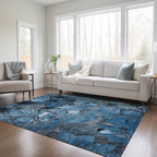 Machine Washable Indoor/ Outdoor Modern Floral Chantille Rug