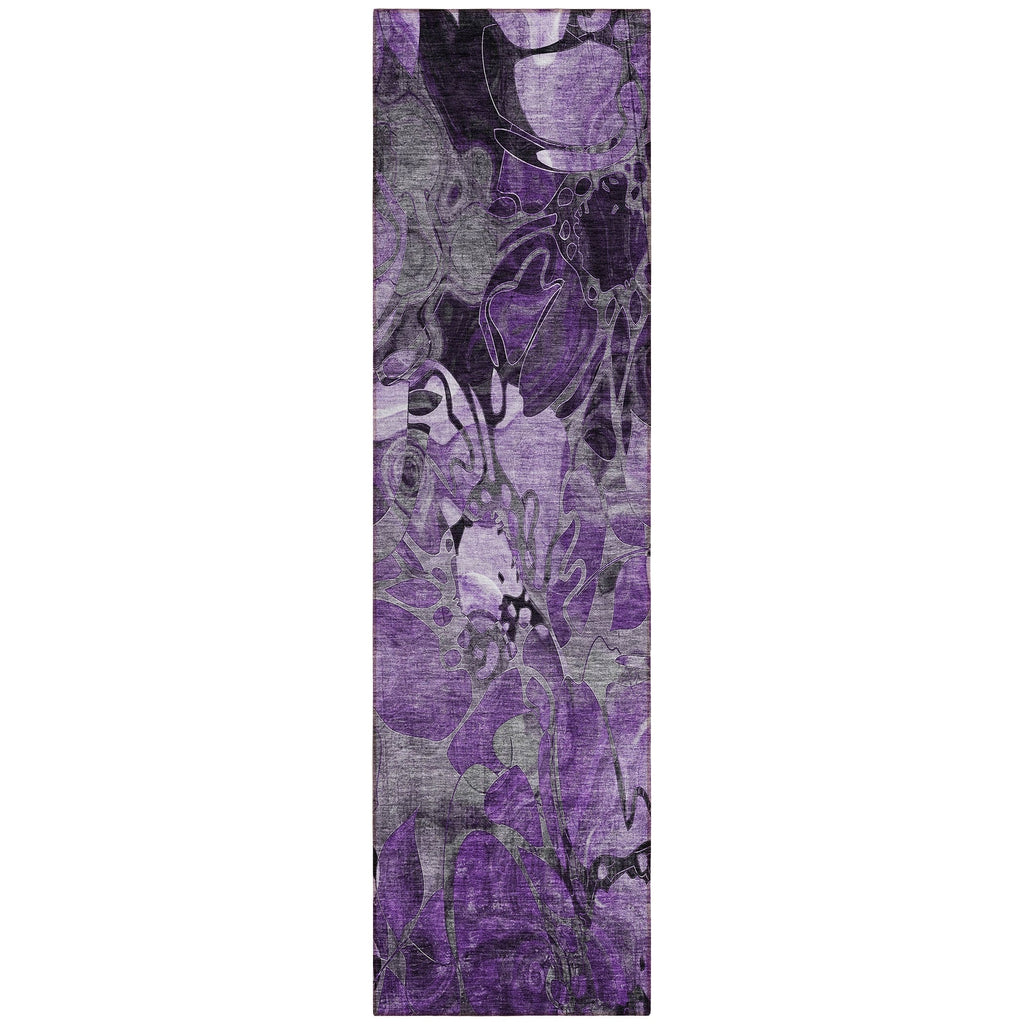 Machine Washable Indoor/ Outdoor Modern Floral Chantille Rug