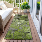 Machine Washable Indoor/ Outdoor Modern Floral Chantille Rug