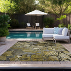 Machine Washable Indoor/ Outdoor Modern Floral Chantille Rug