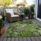 Machine Washable Indoor/ Outdoor Modern Floral Chantille Rug