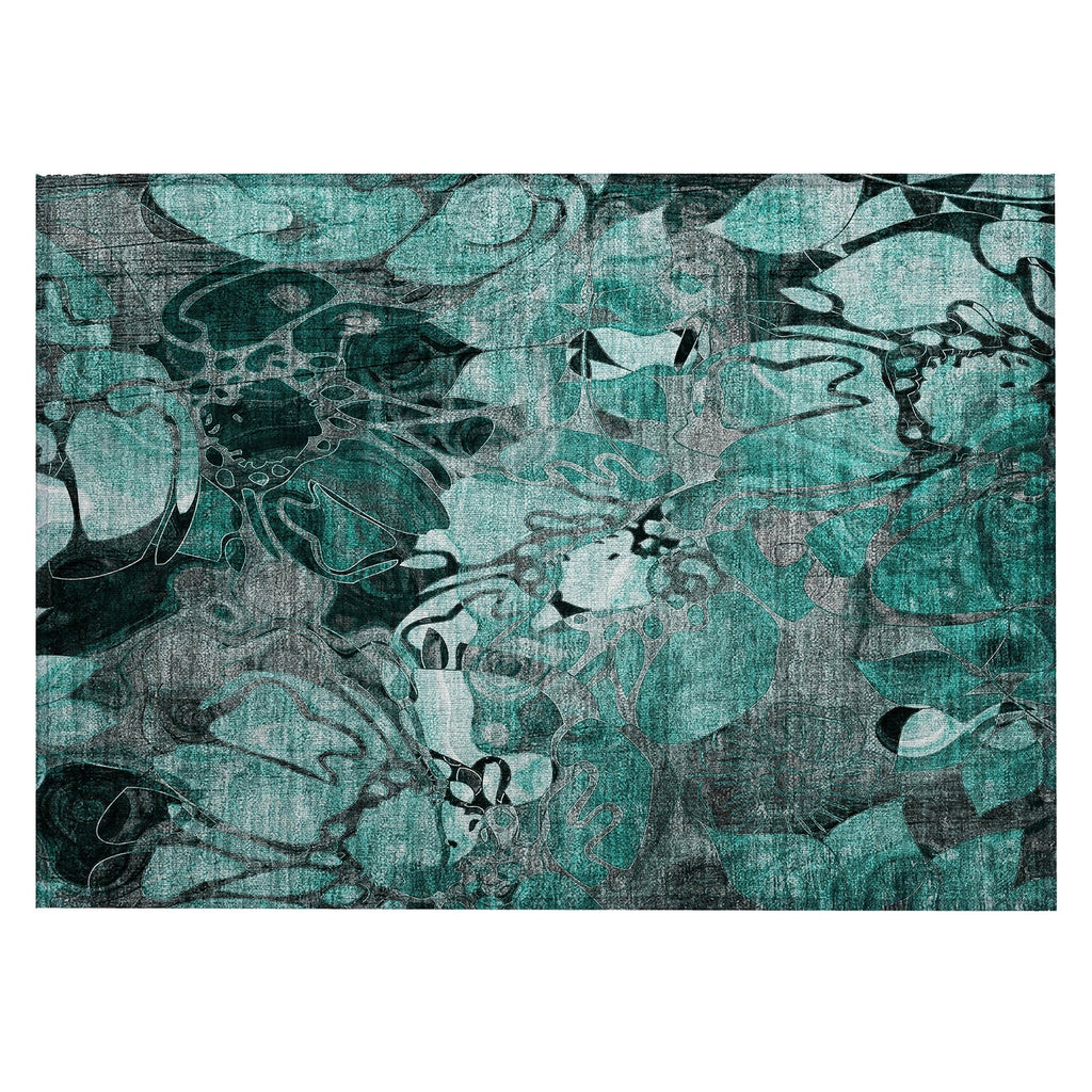 Machine Washable Indoor/ Outdoor Modern Floral Chantille Rug