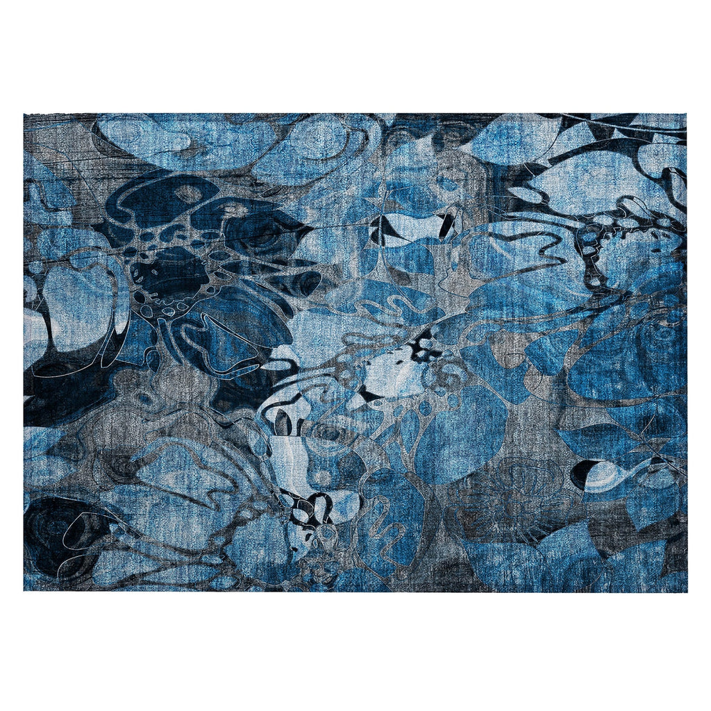 Machine Washable Indoor/ Outdoor Modern Floral Chantille Rug