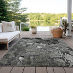 Machine Washable Indoor/ Outdoor Modern Floral Chantille Rug