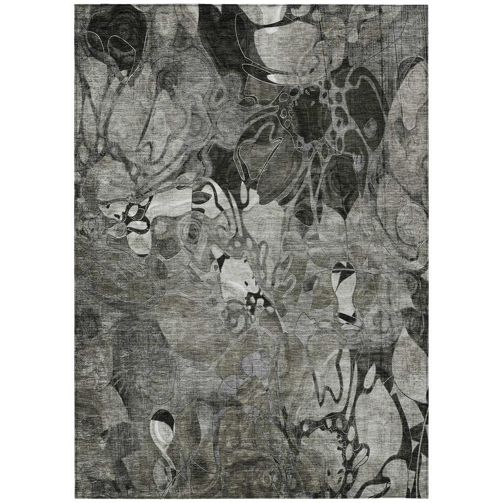 Machine Washable Indoor/ Outdoor Modern Floral Chantille Rug