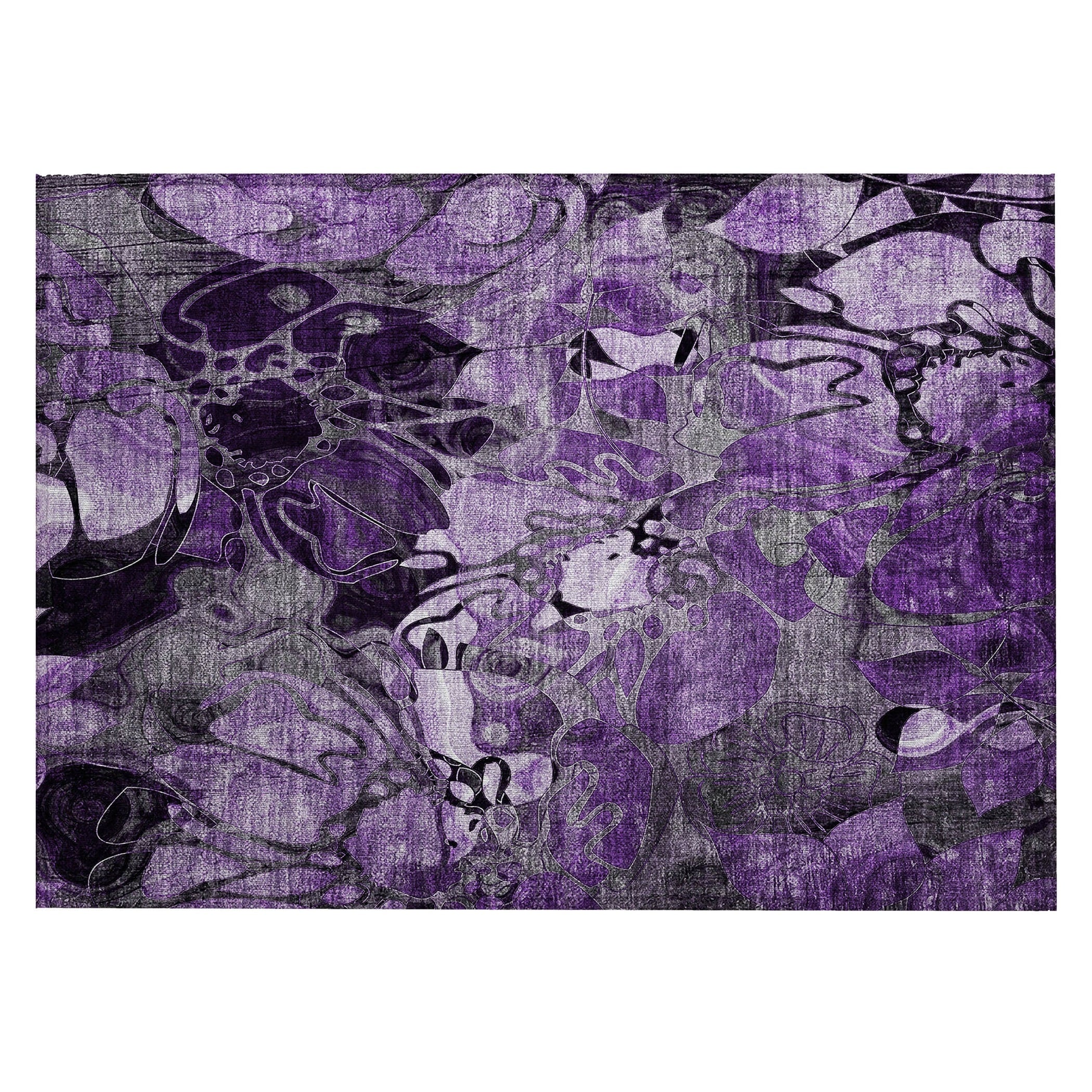 Machine Washable Indoor/ Outdoor Modern Floral Chantille Rug
