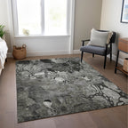 Machine Washable Indoor/ Outdoor Modern Floral Chantille Rug