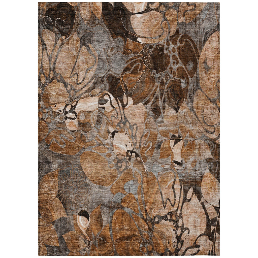 Machine Washable Indoor/ Outdoor Modern Floral Chantille Rug