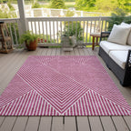 Machine Washable Indoor/ Outdoor Modern Geo Chantille Rug