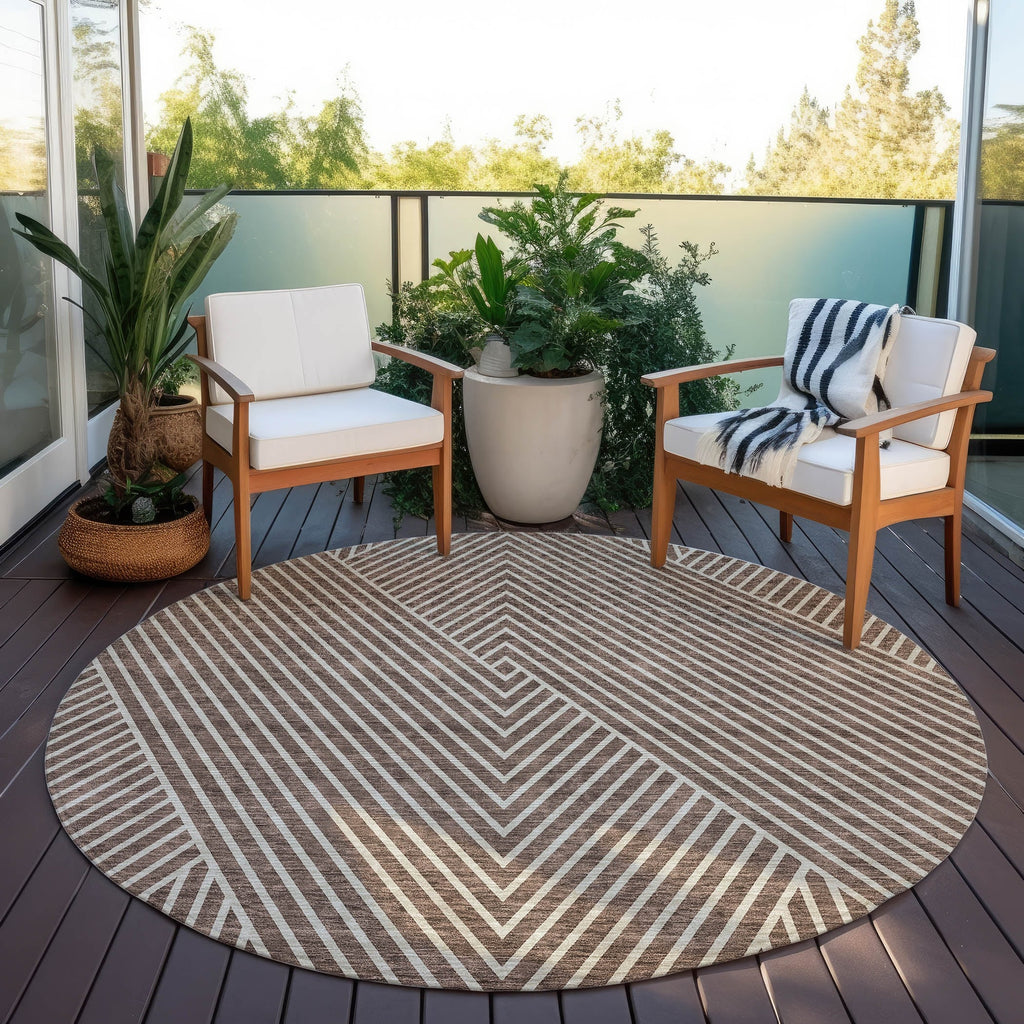 Machine Washable Indoor/ Outdoor Modern Geo Chantille Rug