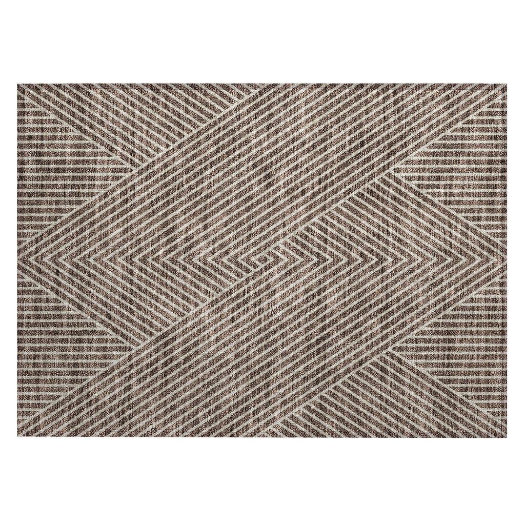 Machine Washable Indoor/ Outdoor Modern Geo Chantille Rug