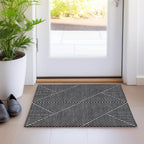 Machine Washable Indoor/ Outdoor Modern Geo Chantille Rug