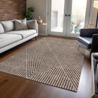 Machine Washable Indoor/ Outdoor Modern Geo Chantille Rug