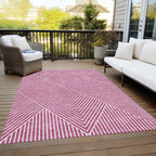 Machine Washable Indoor/ Outdoor Modern Geo Chantille Rug