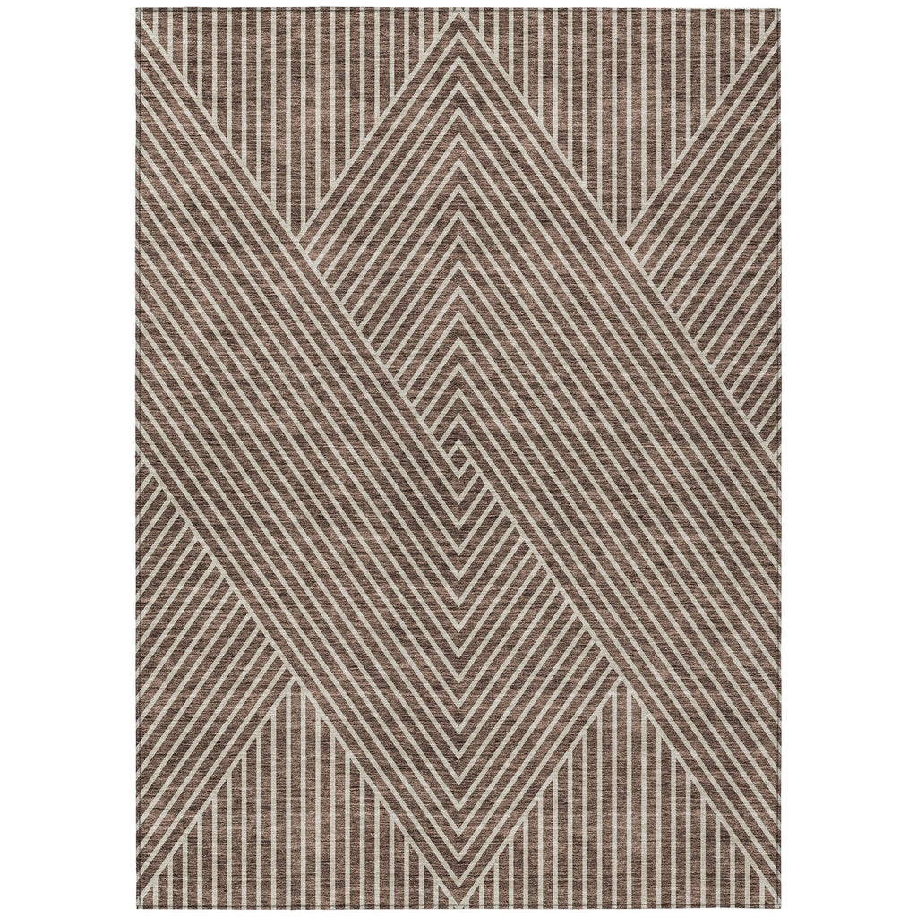 Machine Washable Indoor/ Outdoor Modern Geo Chantille Rug