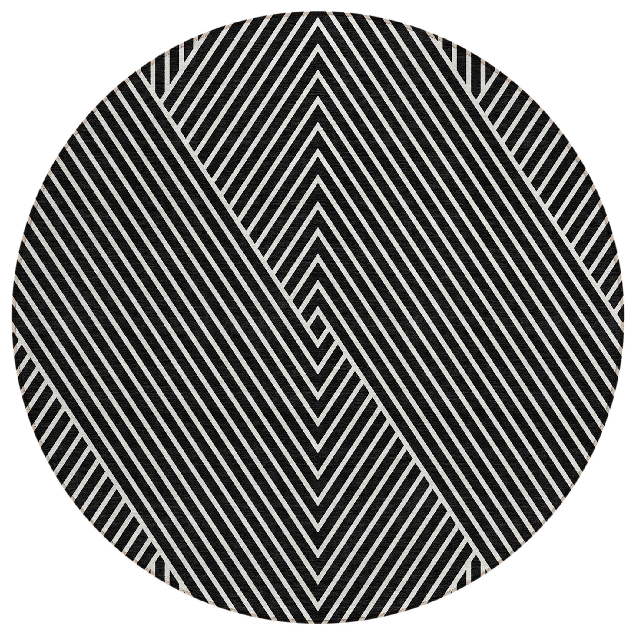 Machine Washable Indoor/ Outdoor Modern Geo Chantille Rug