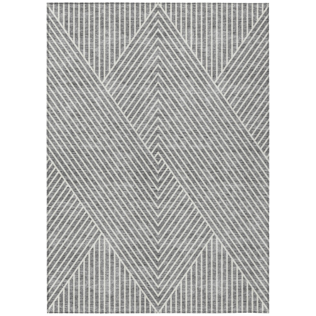 Machine Washable Indoor/ Outdoor Modern Geo Chantille Rug