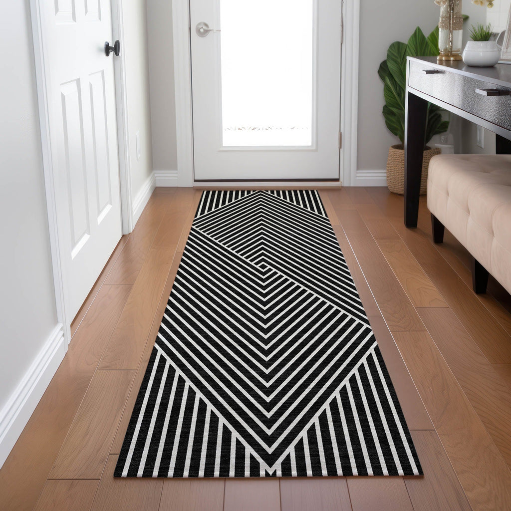 Machine Washable Indoor/ Outdoor Modern Geo Chantille Rug